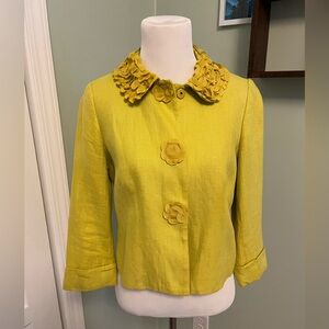 Vintage Boden Yellow Linen Light Summer Lined Jacket Size 2